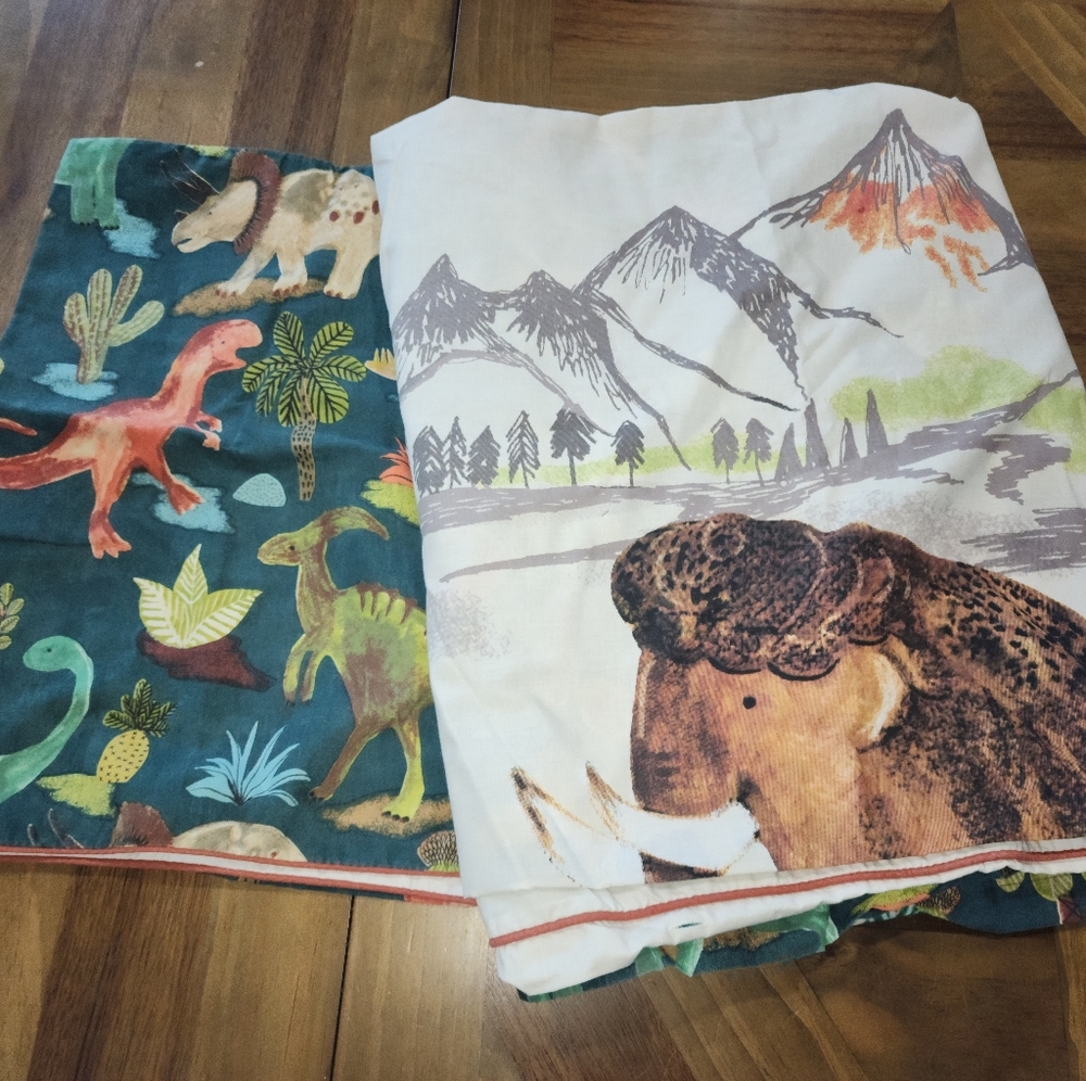 Boden Mini Boden Dinosaur Duvet Cover & Pillowcase, Sz Twin, Reversible